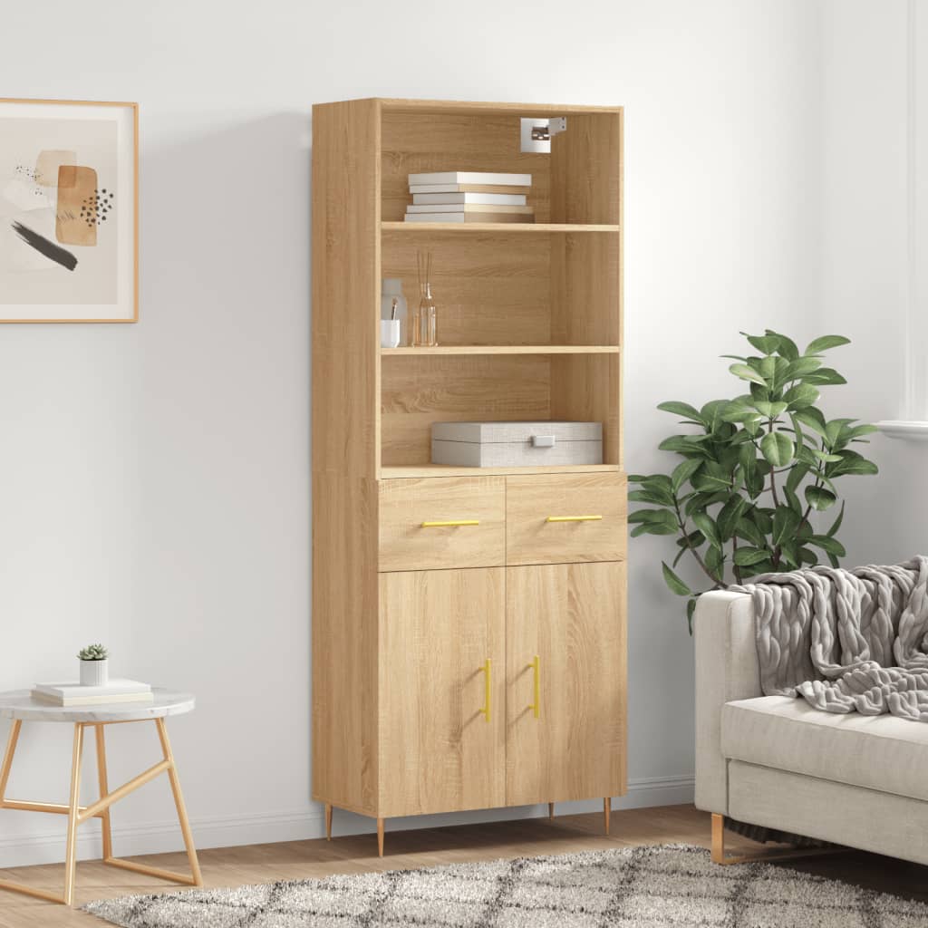 Hoge Kast 69,5X34X180 Cm Bewerkt Hout