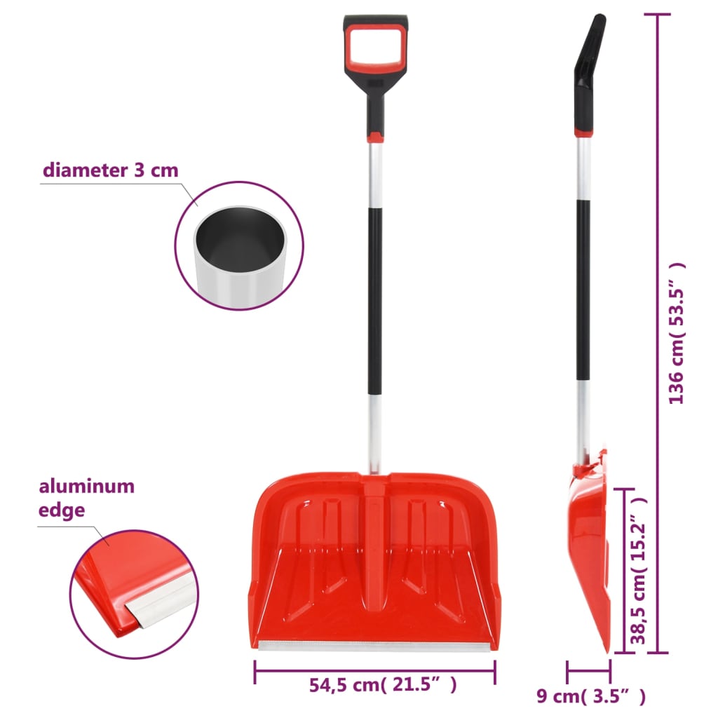 Sneeuwschep 136 Cm Aluminium Rood