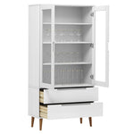 Vitrinekast Molde 90X35X175 Cm Massief Grenenhout