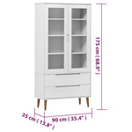 Vitrinekast Molde 90X35X175 Cm Massief Grenenhout