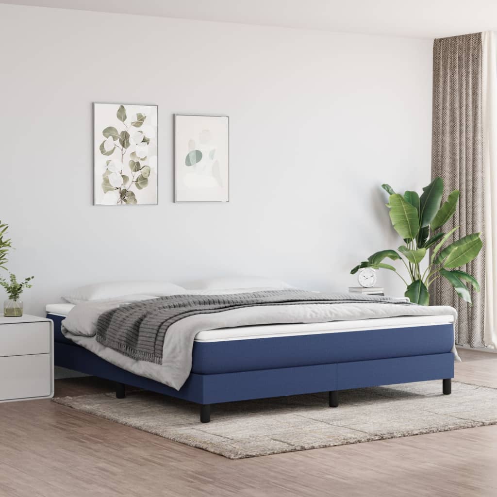 Boxspring Met Matras Stof Blauw