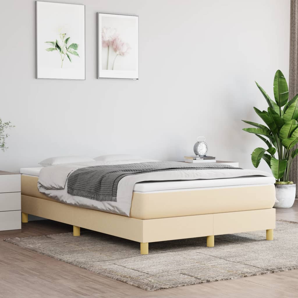 Boxspring Met Matras Stof Kleurig Crème