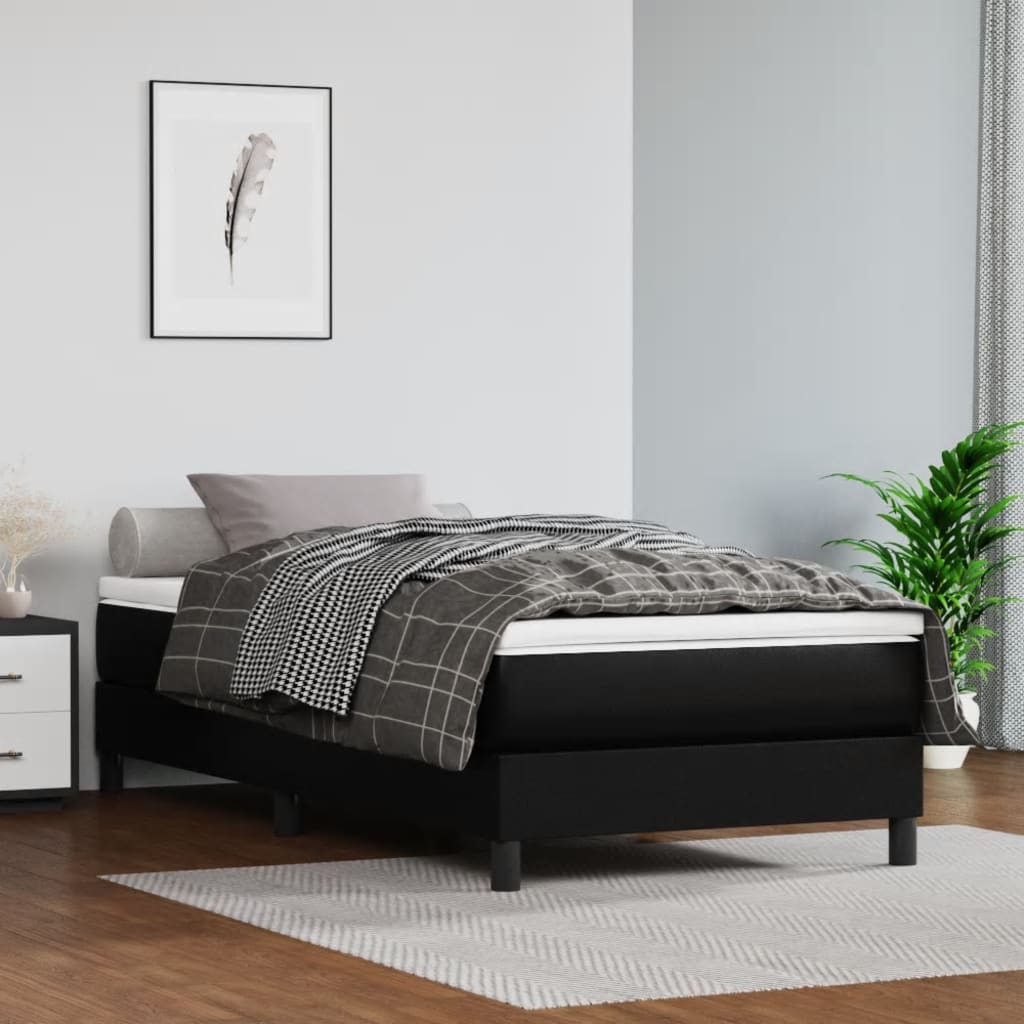 Boxspring Met Matras Kunstleer Zwart