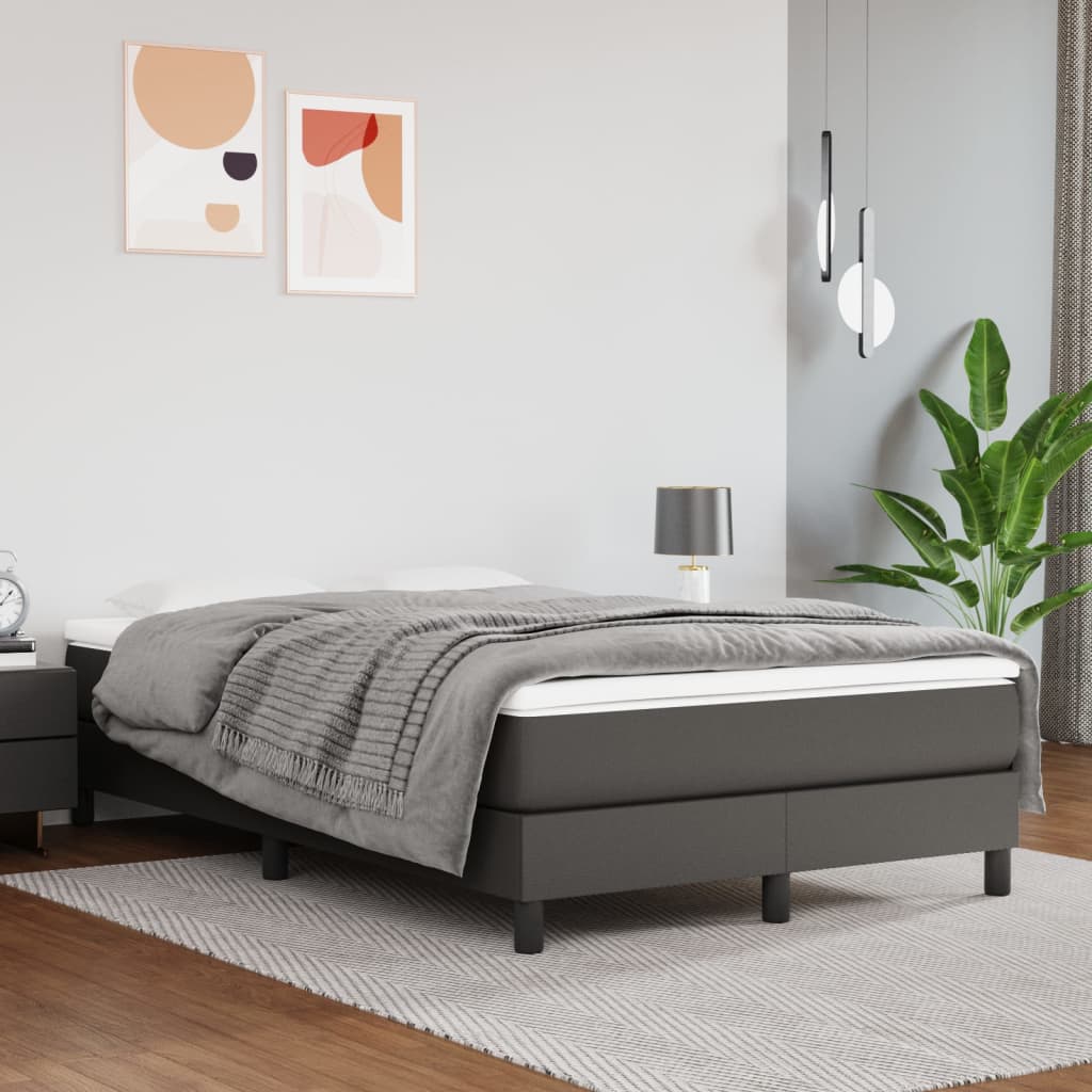 Boxspring Met Matras Kunstleer Grijs