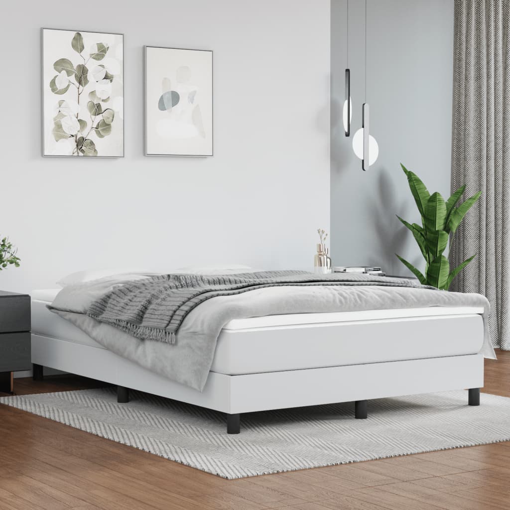Boxspring Met Matras Kunstleer Wit