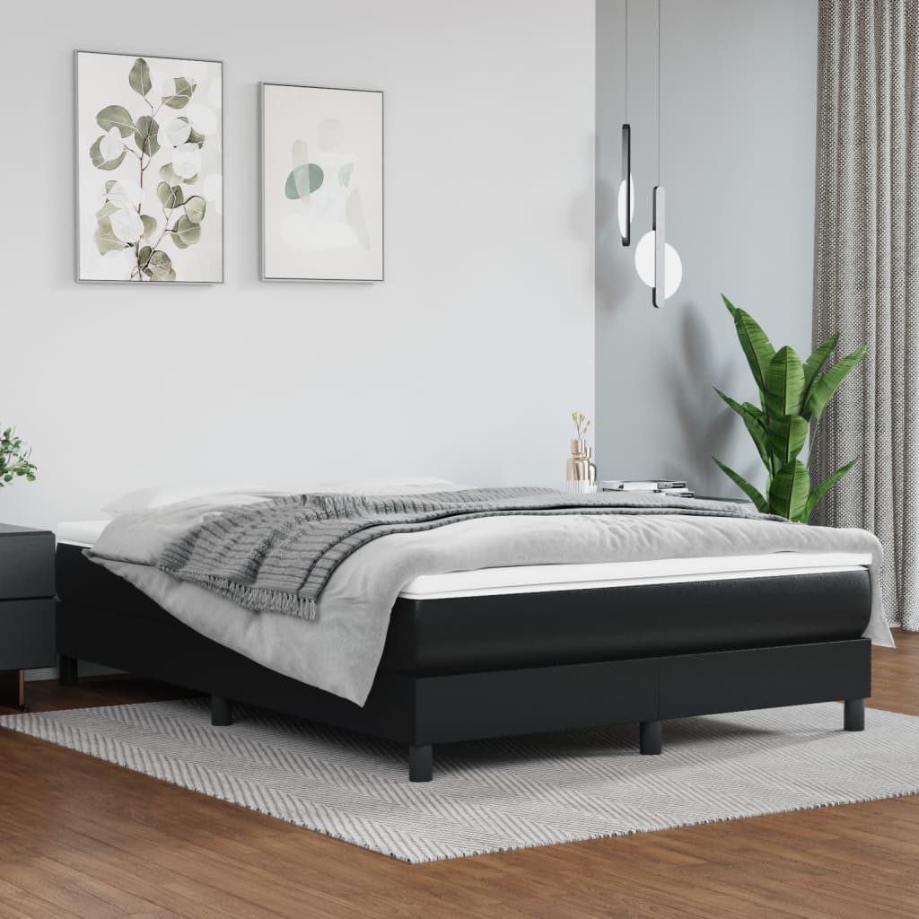 Boxspring Met Matras Kunstleer Zwart