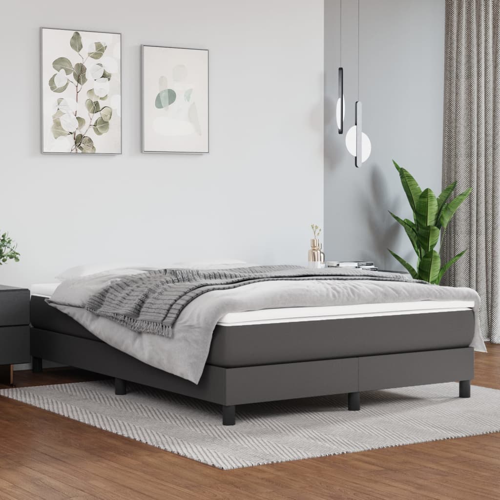 Boxspring Met Matras Kunstleer Grijs