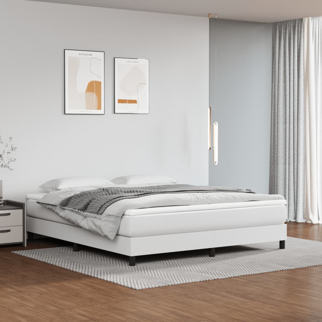 Boxspring Met Matras Kunstleer Wit