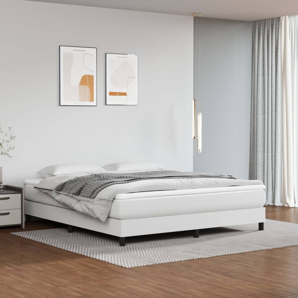 Boxspring Met Matras Kunstleer Wit