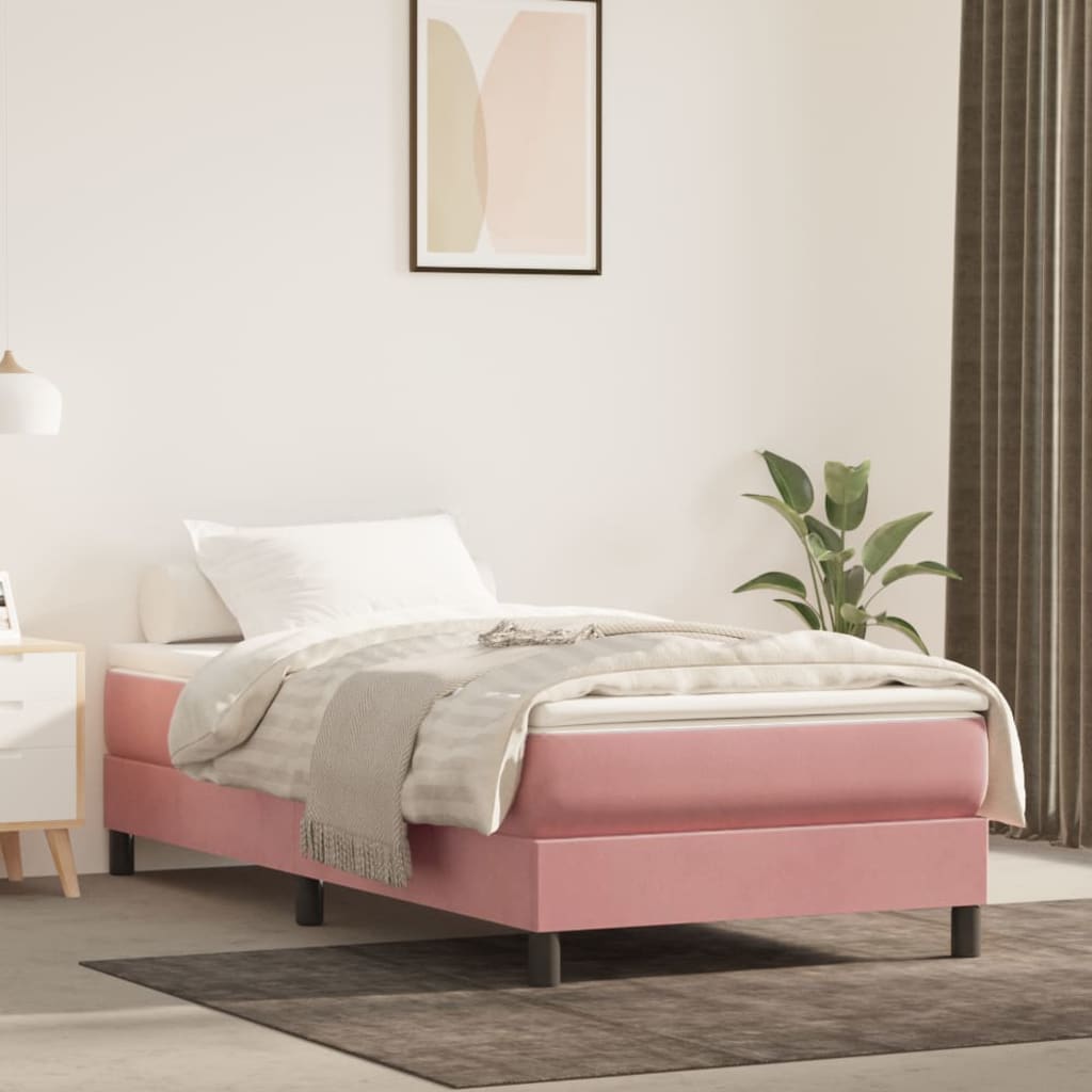 Boxspring Met Matras Fluweel Roze
