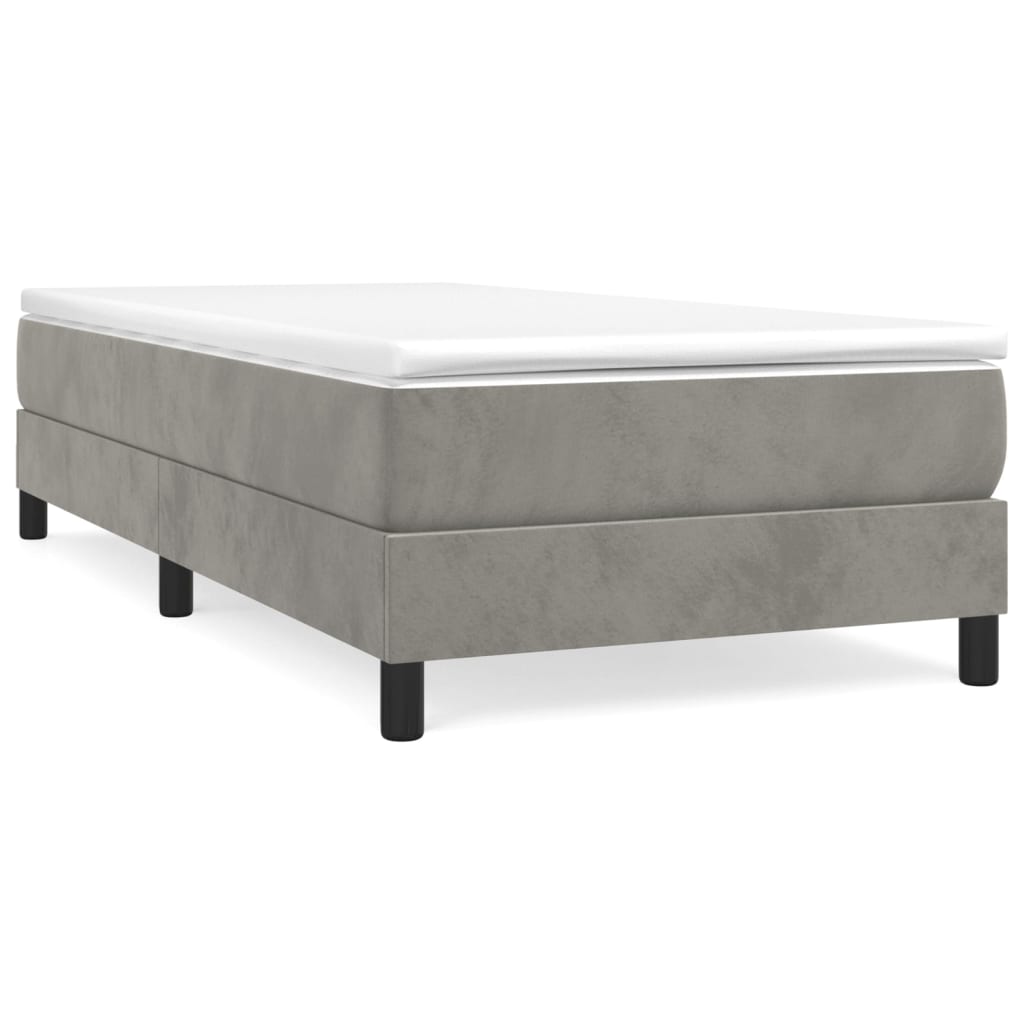 Boxspring Met Matras Fluweel Lichtgrijs