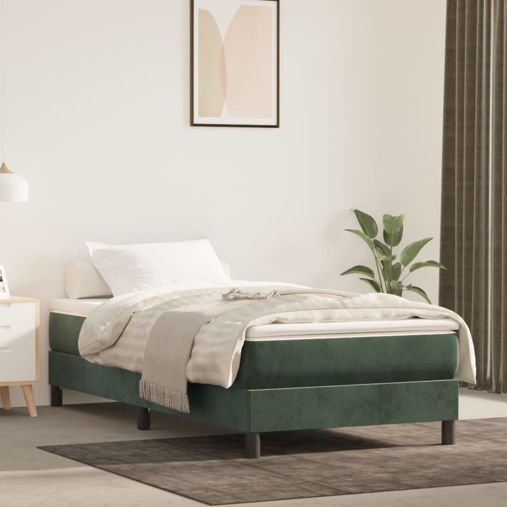 Boxspring Met Matras Fluweel Donkergroen