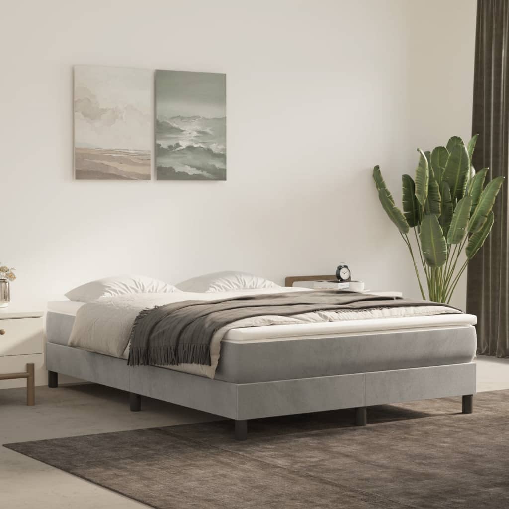 Boxspring Met Matras Fluweel Lichtgrijs