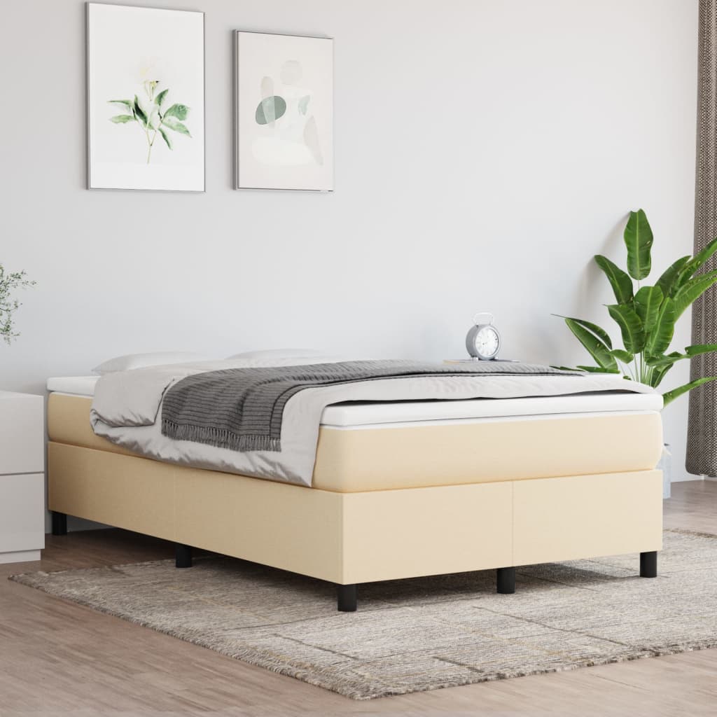 Boxspring Met Matras Stof Kleurig Crème