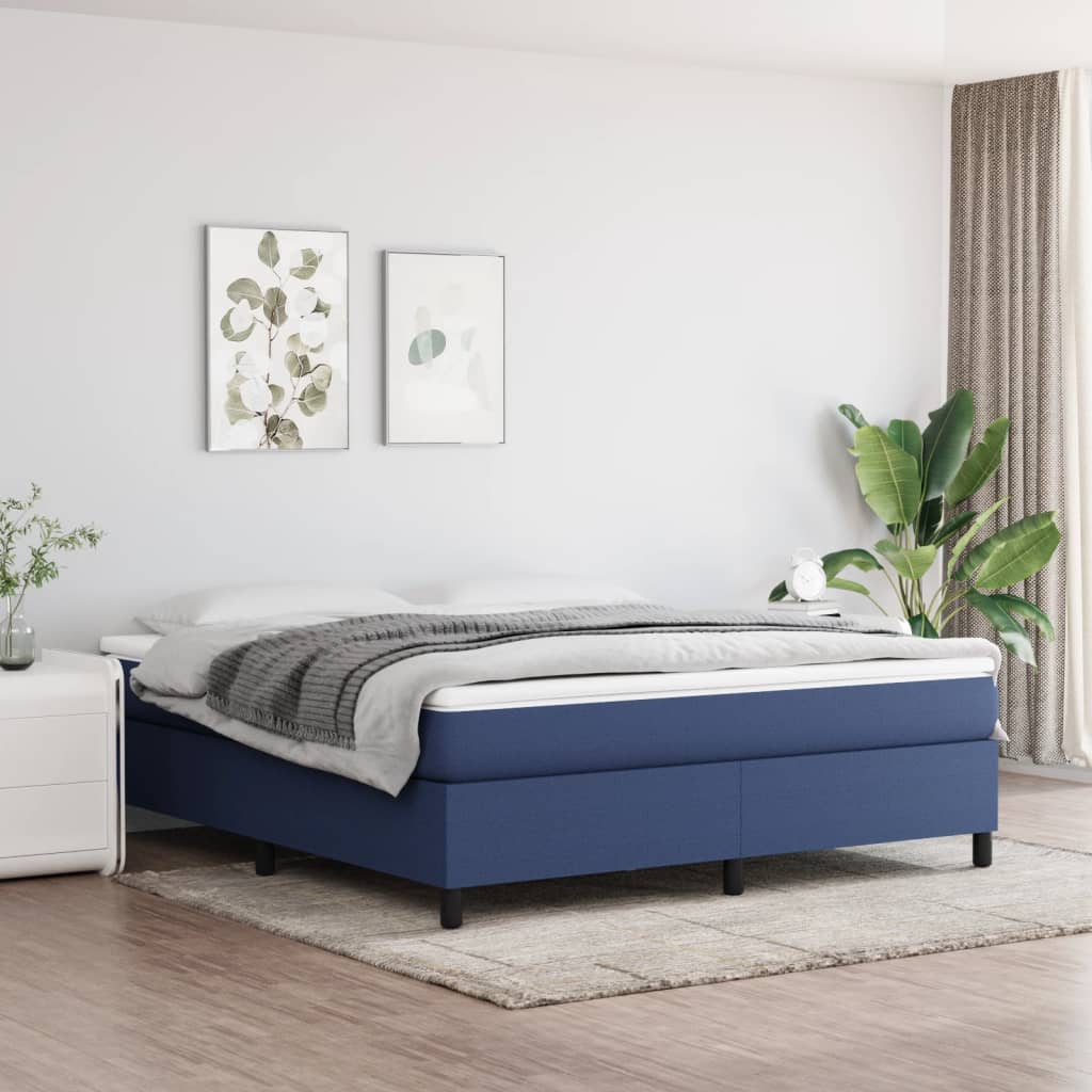 Boxspring Met Matras Stof Blauw