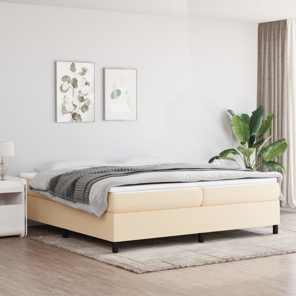 Boxspring Met Matras Stof Kleurig Crème