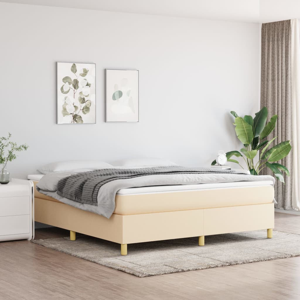 Boxspring Met Matras Stof Kleurig Crème