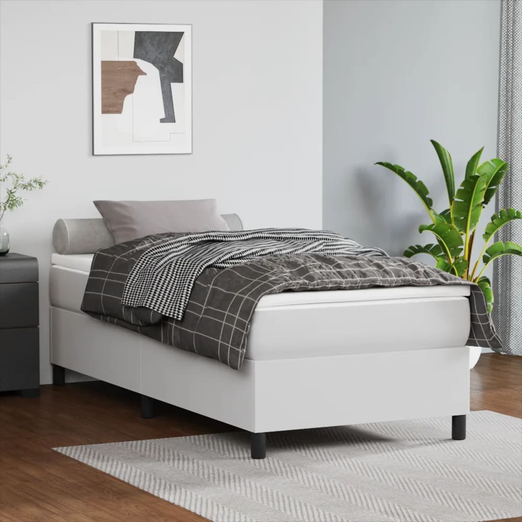 Boxspring Met Matras Kunstleer Wit