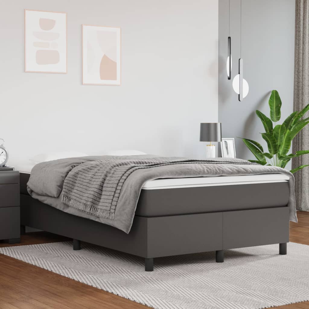 Boxspring Met Matras Kunstleer Grijs