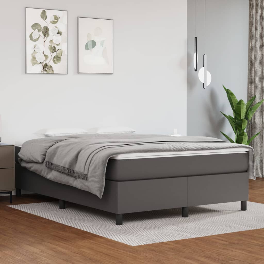 Boxspring Met Matras Kunstleer Grijs