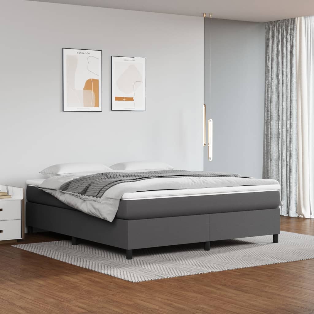 Boxspring Met Matras Kunstleer Grijs