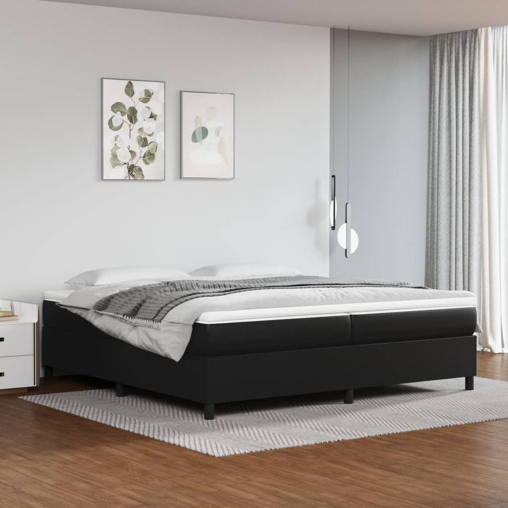 Boxspring Met Matras Kunstleer Zwart