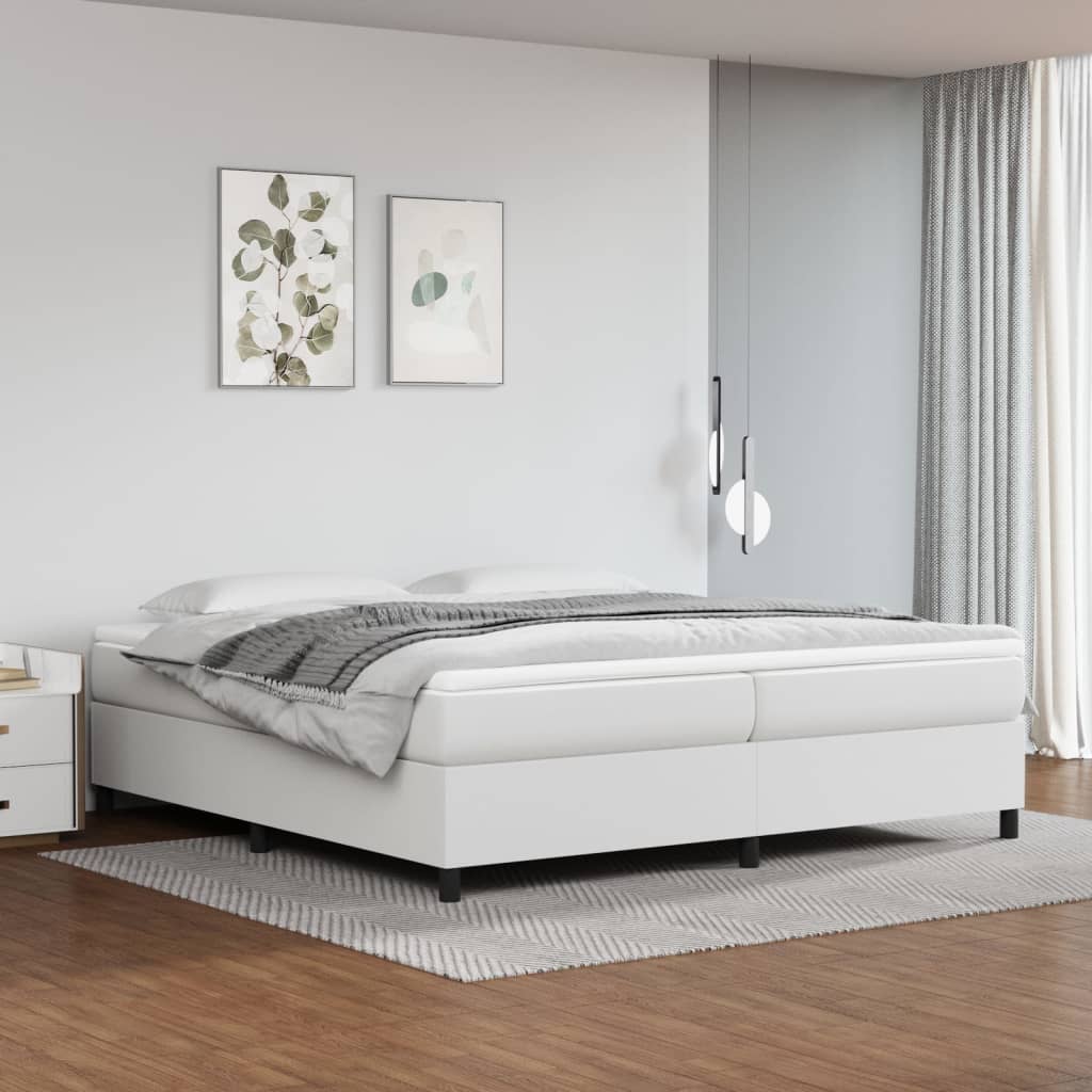 Boxspring Met Matras Kunstleer Wit