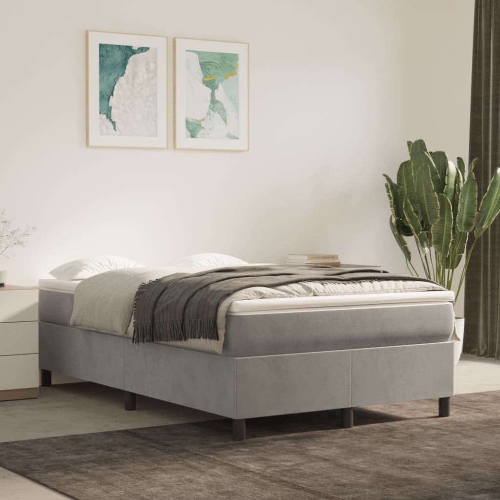 Boxspring Met Matras Fluweel Lichtgrijs