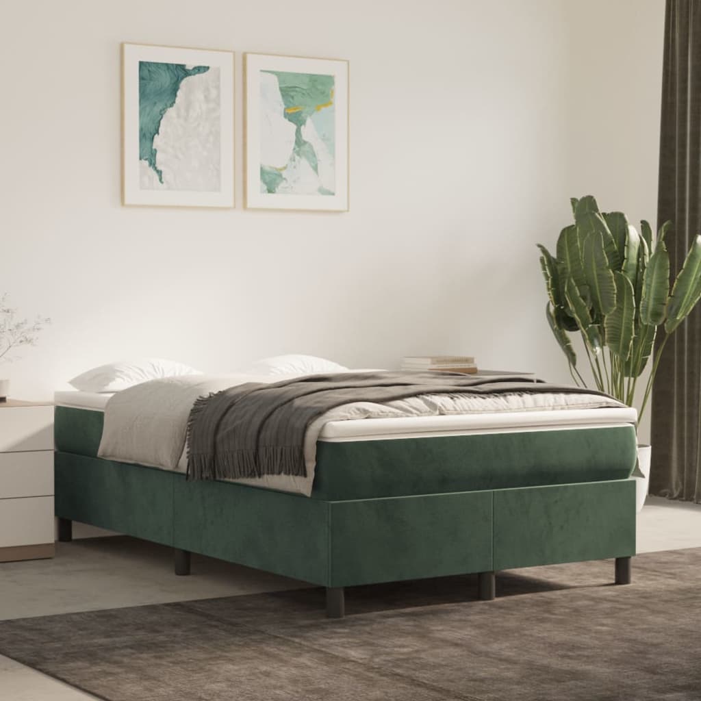 Boxspring Met Matras Fluweel Donkergroen