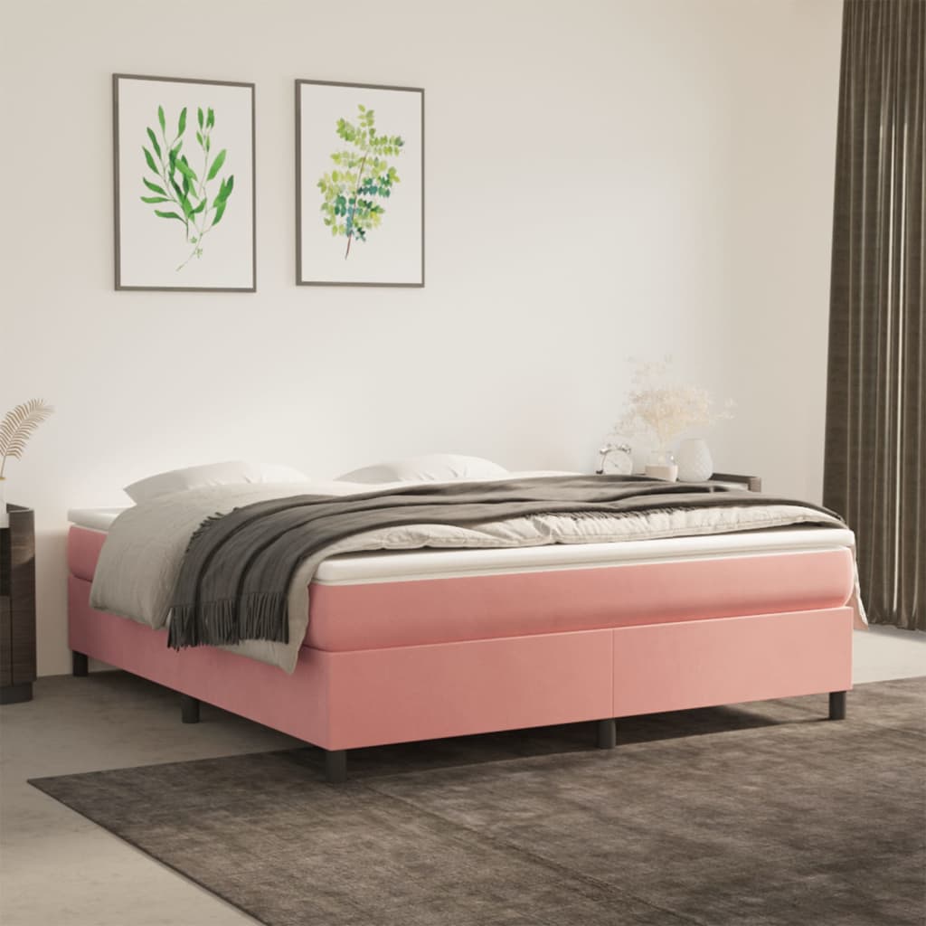 Boxspring Met Matras Fluweel Roze