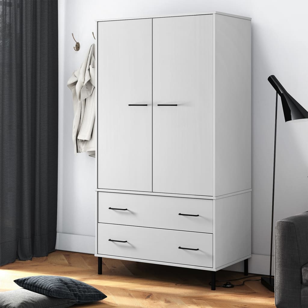 Kledingkast Metalen Poten Oslo 90X55X172,5 Cm Grenenhout