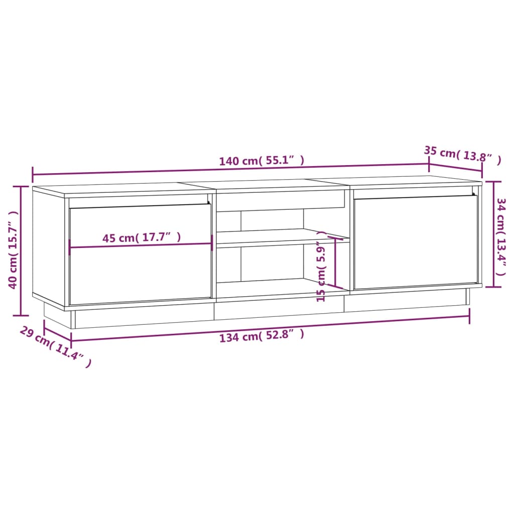 Tv-Meubel 40X35X40 Cm Massief Grenenhout