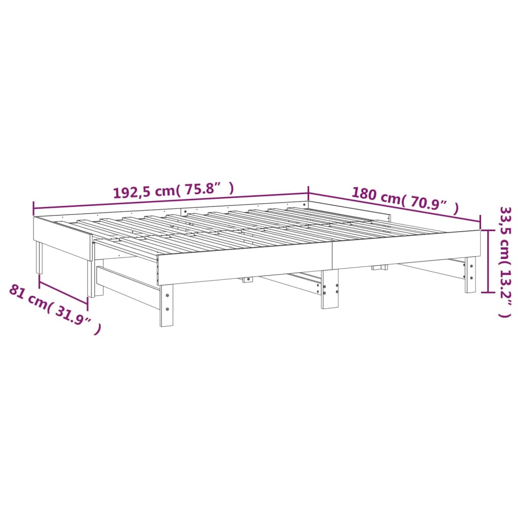 Slaapbank Uitschuifbaar Massief Grenenhout 2X(90X190) Cm