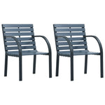 Tuinstoelen 2 St Massief Vurenhout En Gepoedercoat Staal Grijs