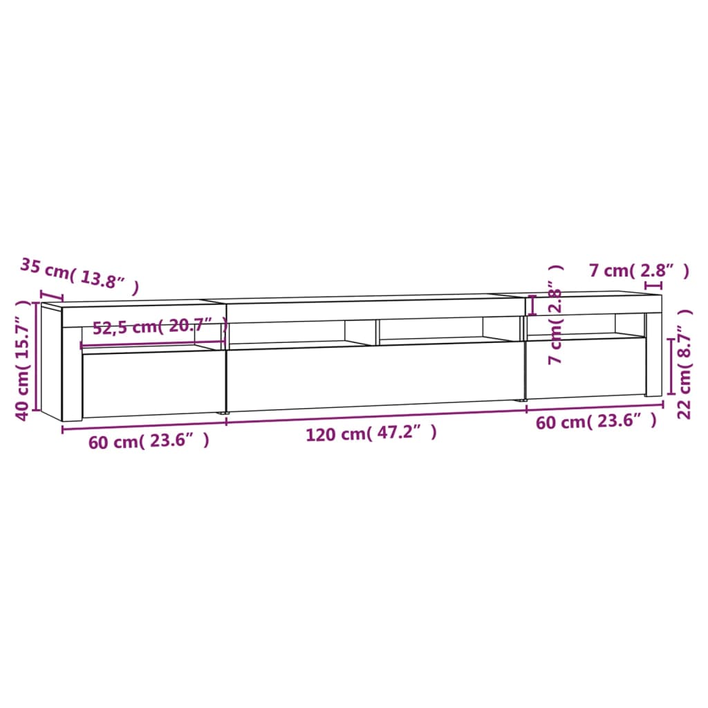 Tv-Meubel Met Led-Verlichting 240X35X40 Cm