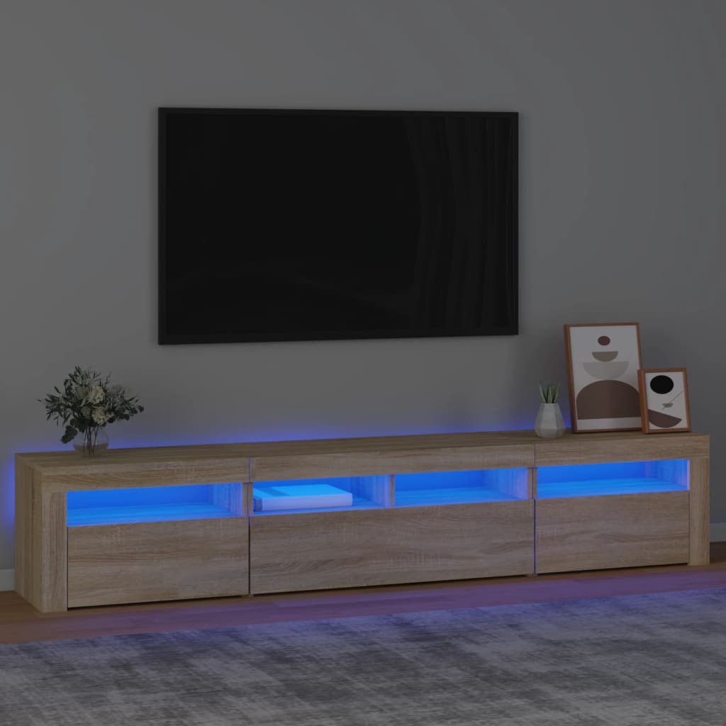 Tv-Meubel Met Led-Verlichting 180X35X40 Cm Wit