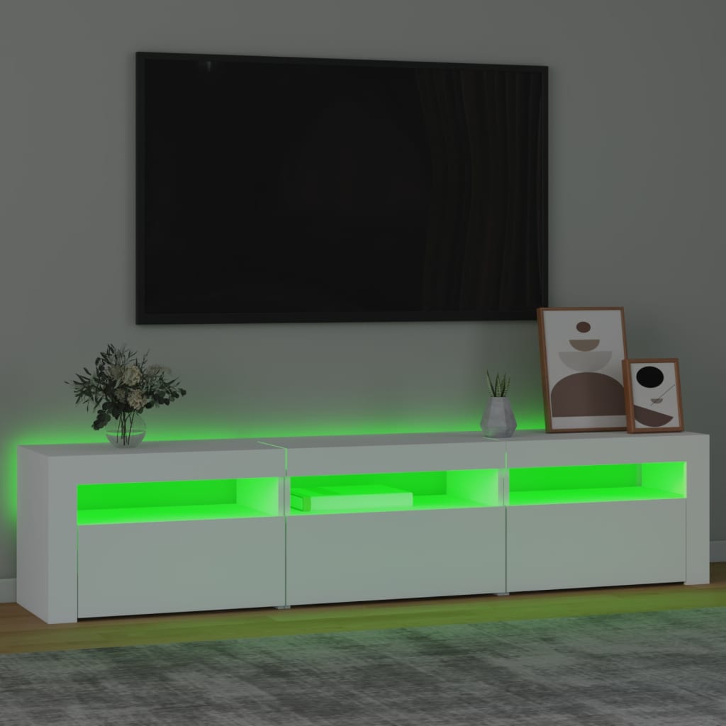 Tv-Meubel Met Led-Verlichting 180X35X40 Cm Wit