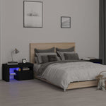 Nachtkastjes 2 St Led-Verlichting 70X36,5X40 Cm Hoogglans