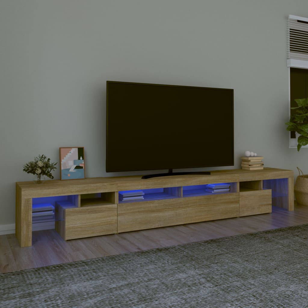 Tv-Meubel Met Led-Verlichting 200X36,5X40 Cm Eiken