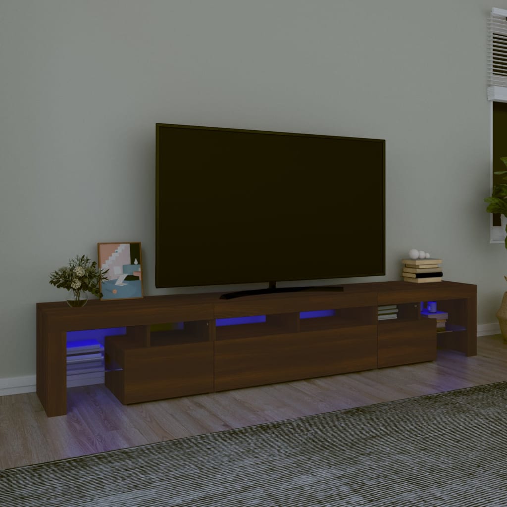 Tv-Meubel Met Led-Verlichting 260X36,5X40 Cm Eiken