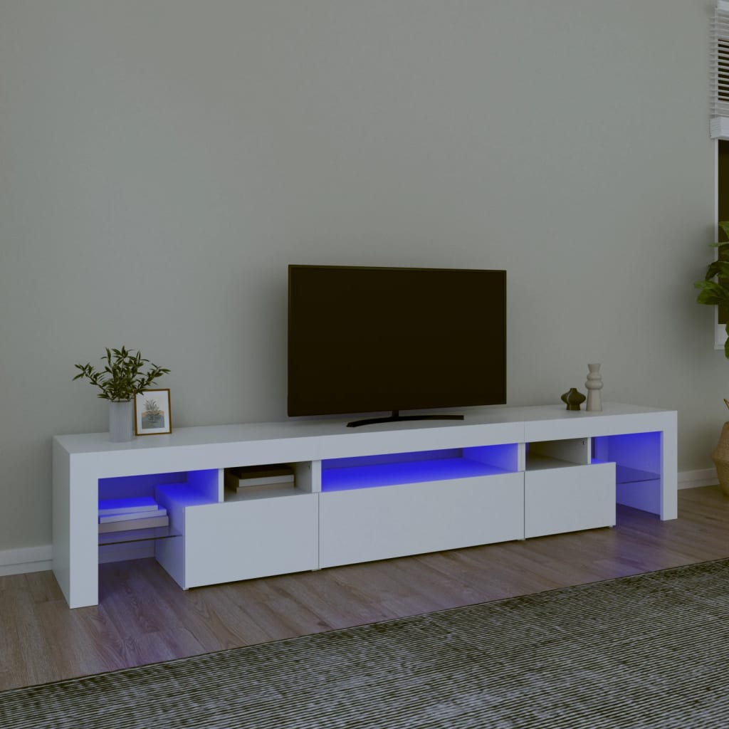 Tv-Meubel Met Led-Verlichting 215X36,5X40 Cm Bruineikenkleurig