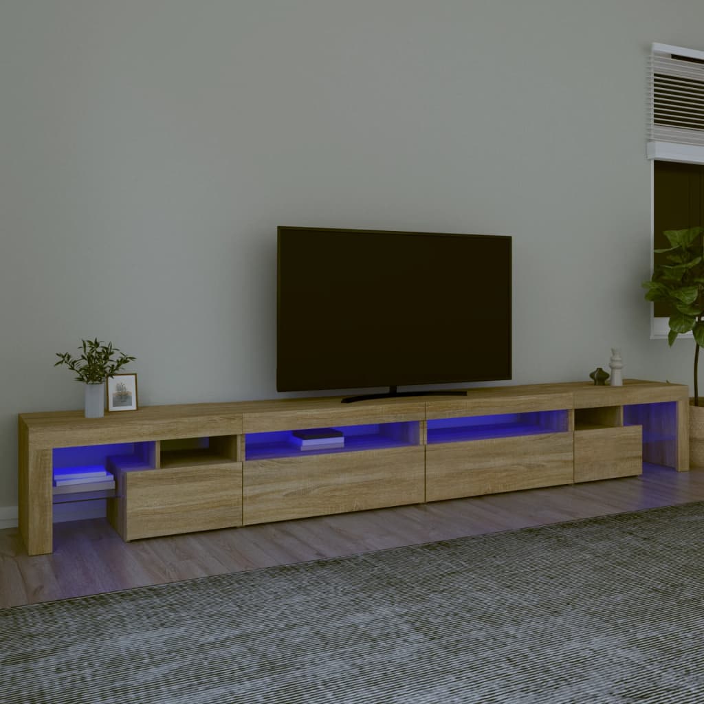 Tv-Meubel Met Led-Verlichting 200X36,5X40 Cm Eiken