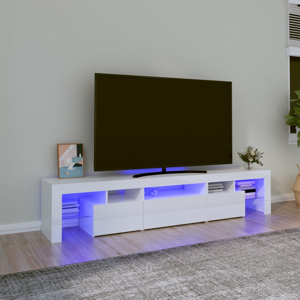 Tv-Meubel Met Led-Verlichting 215X36,5X40 Cm Bruineikenkleurig