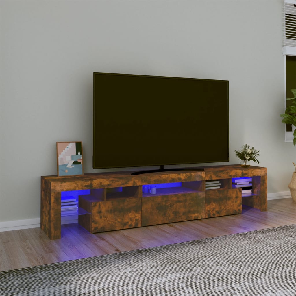 Tv-Meubel Met Led-Verlichting 260X36,5X40 Cm Eiken
