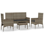 -Delige Loungeset Met Kussens Poly Rattan