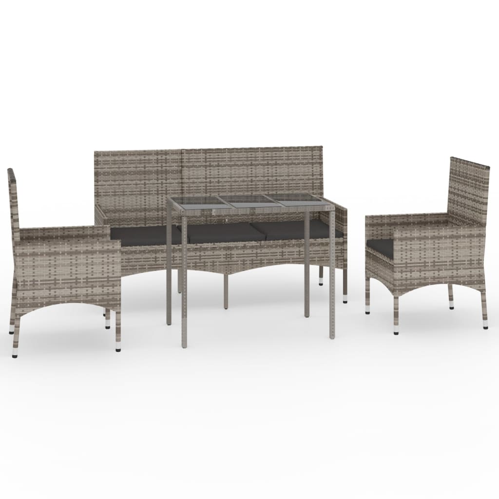 -Delige Loungeset Met Kussens Poly Rattan