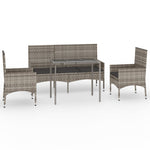 -Delige Loungeset Met Kussens Poly Rattan