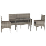 -Delige Loungeset Met Kussens Poly Rattan