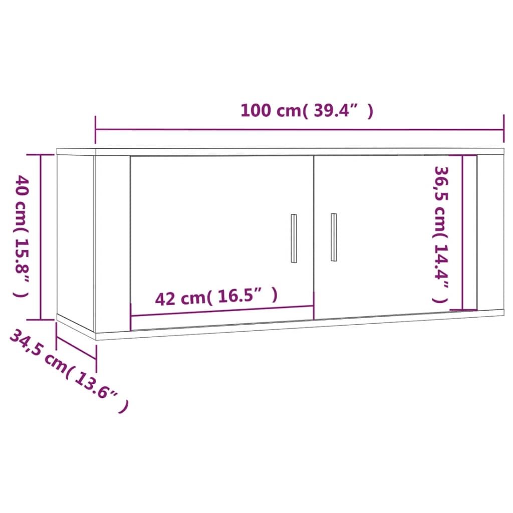 Tv-Wandmeubel 100X34,5X Bruin Eikenkleur Bruineiken