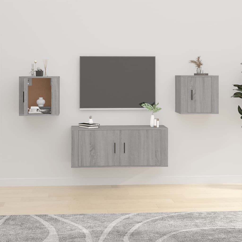 Tv-Wandmeubel 40X34,5X Eikenkleurig Grijs Sonoma